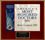 Dr. Jamie Cesaretti is awarded America's Most Honored Doctors 2020 - Top 10%